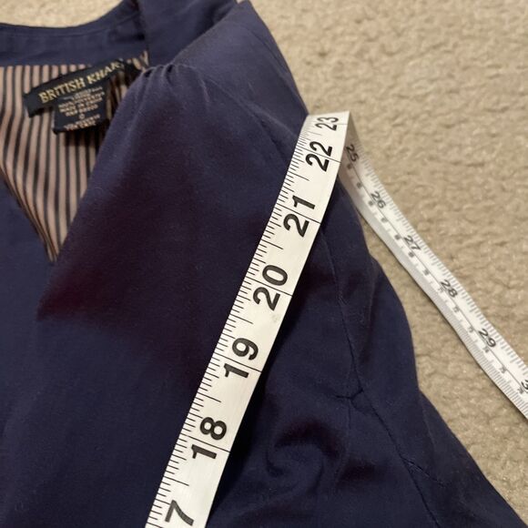 British Khaki Navy Blazer S One Button Preppy Minimalist Preppy Academic Nerd - Picture 10 of 10